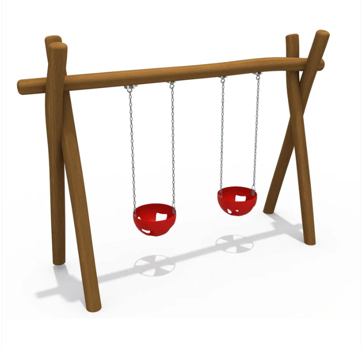 Columpio Doble Infantil con Estructura en Madera