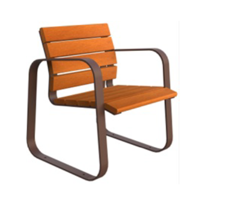 asiento acero madera PVC reciclado 